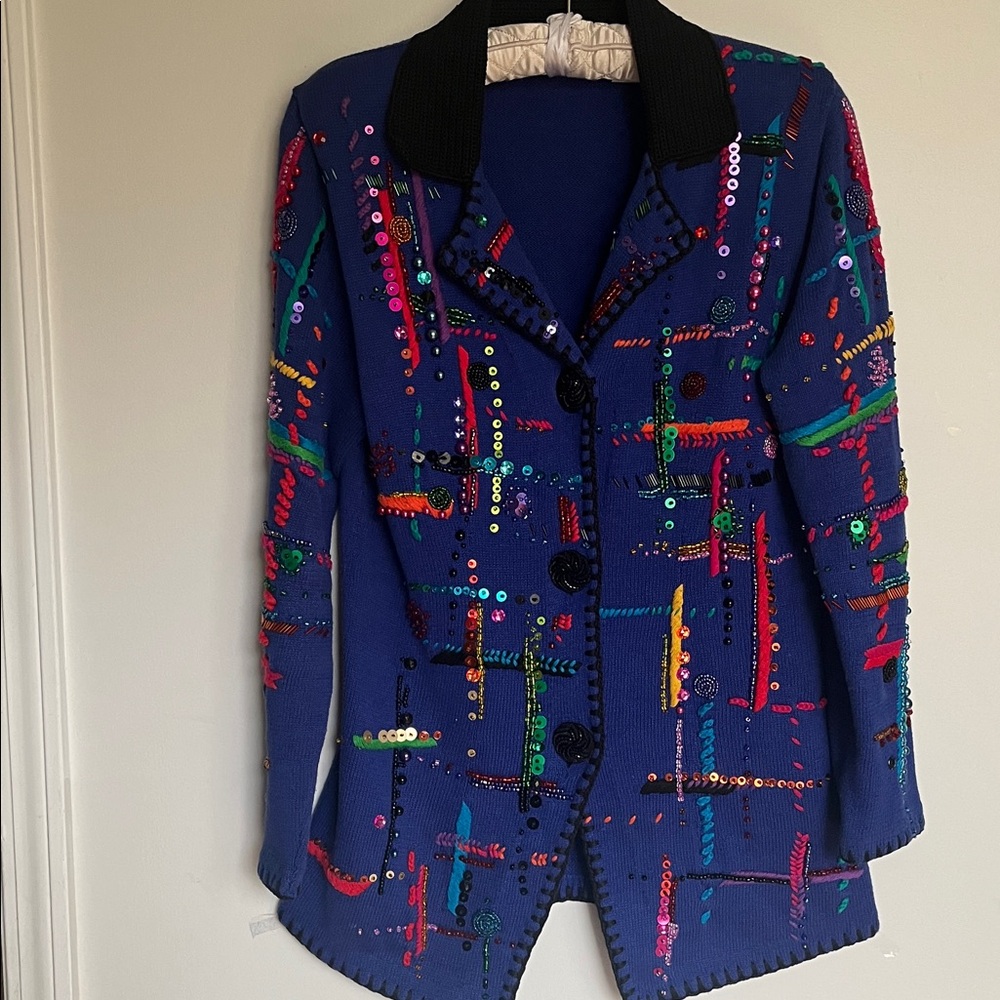 Michael SIMON Colorful Embellished Women's Jacket Decorative buttons